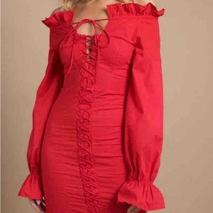 Like New Lioness red off the shoulder dress Sz S